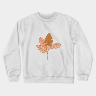 Contour Line Leaves on Taupe Crewneck Sweatshirt